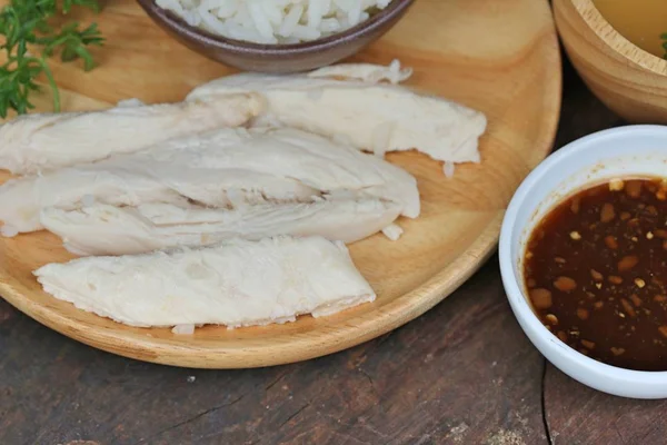 Gőz csirke (hainan csirke rizzsel) — Stock Fotó