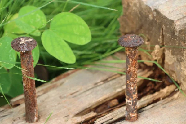 Velhas tachas de ferrugem na natureza — Fotografia de Stock