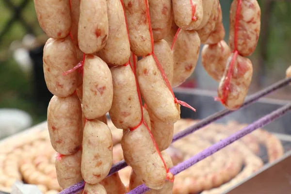 BBQ sausages in the market — Stock Photo, Image