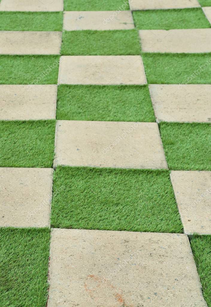 Square cement floor with grass — Stock Photo © oilslo 161408412
