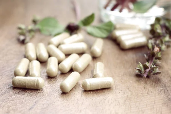 Basilic à base de plantes avec capsule — Photo