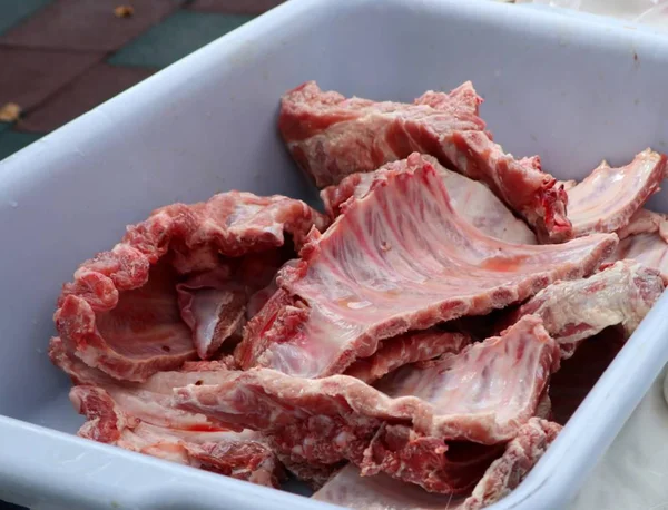 Tulang rusuk daging babi mentah — Stok Foto
