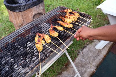 Tavuk kanadı üzerinde Barbekü Izgara