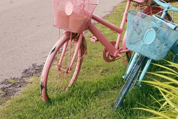 Bicycle vintage roze en blauw — Stockfoto