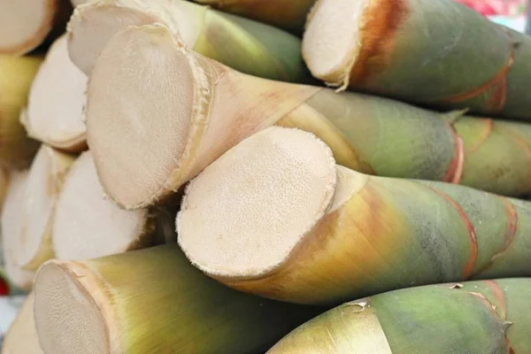 Tiro de bambu na estrada de rua — Fotografia de Stock