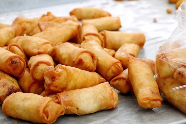 Spring rolls at street food — Stock Photo, Image