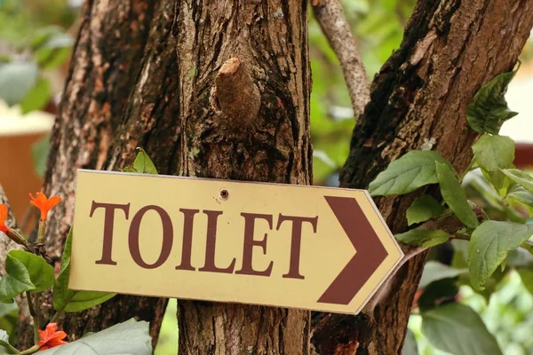 Toilet sign in garden — Stock Photo, Image