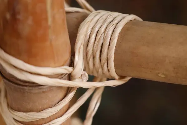 Rope to bamboo fence — Stock Photo, Image