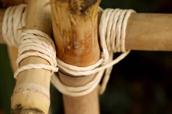 Rope to bamboo fence — Stock Photo, Image