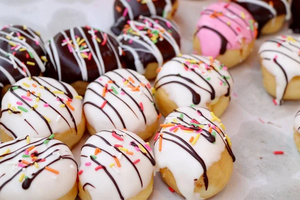 Donuts at street food — Stock Photo, Image