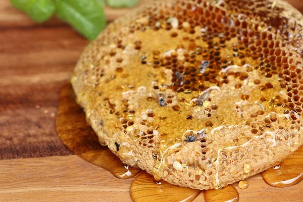 Favo de mel doce em madeira — Fotografia de Stock