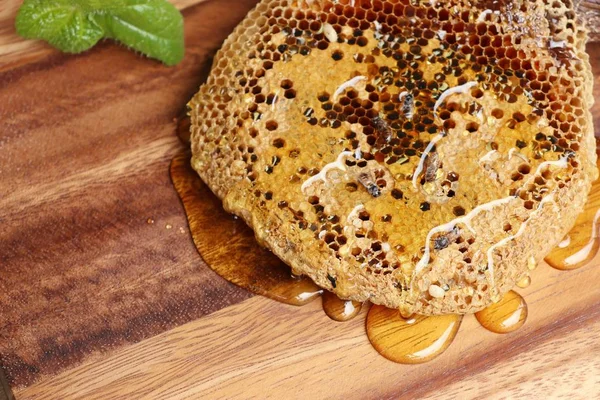 Favo de mel doce em madeira — Fotografia de Stock