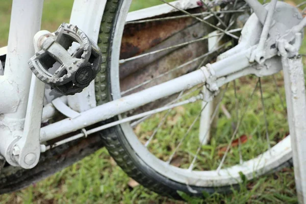 Witte fiets fietswiel — Stockfoto