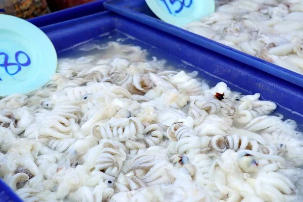 Calamares frescos en la comida callejera —  Fotos de Stock