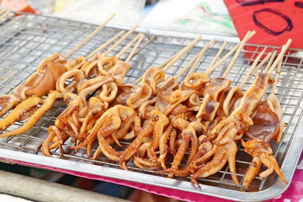 Grilled squid in street food — Stock Photo, Image
