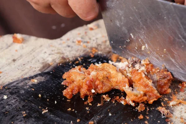 Pollo frito corta la calle de comida — Foto de Stock