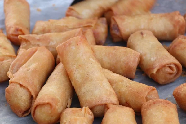 Spring rolls at street food — Stock Photo, Image