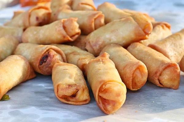 Spring rolls at street food — Stock Photo, Image