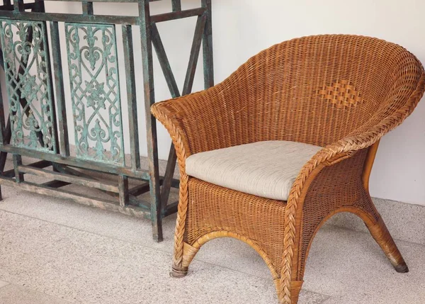 Brown rattan wicker chair — Stock Photo, Image