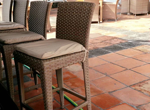 Chairs and counters by the pool — Stock Photo, Image