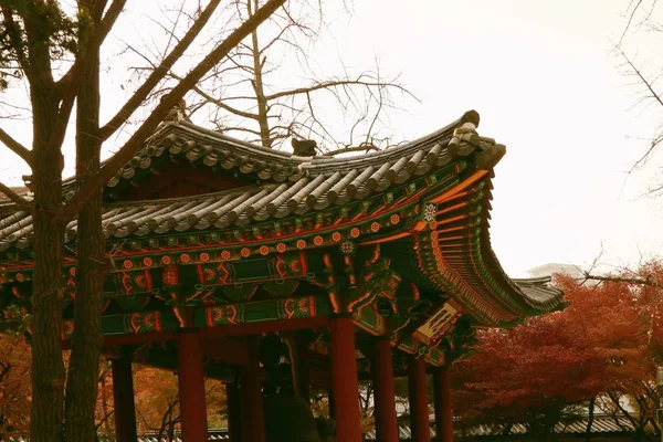 Techo de arquitectura tradicional coreana — Foto de Stock