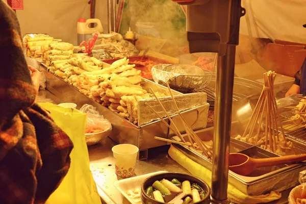 Street Food Dans Nuit Sud Corée — Photo