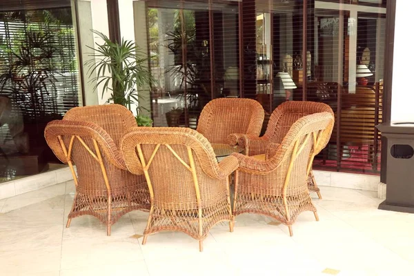 Brown rattan wicker chair — Stock Photo, Image