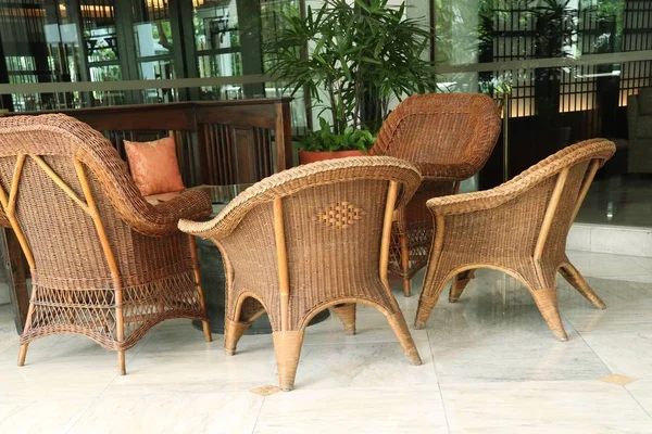 Brown rattan wicker chair — Stock Photo, Image