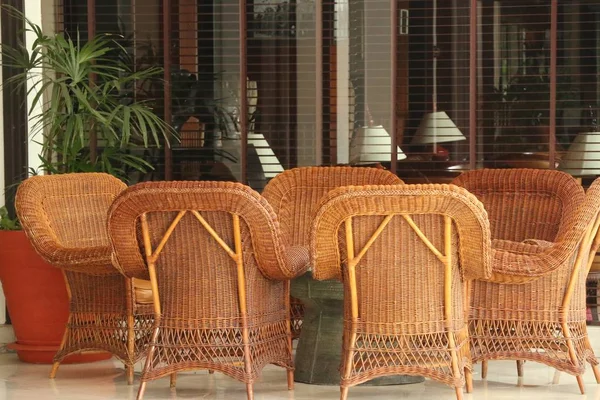 Brown rattan wicker chair — Stock Photo, Image