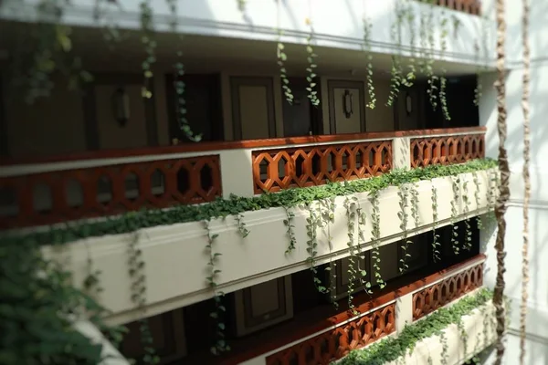 Bladeren ivy versieren het hotel — Stockfoto