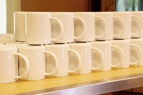 Stack of white mug — Stock Photo, Image