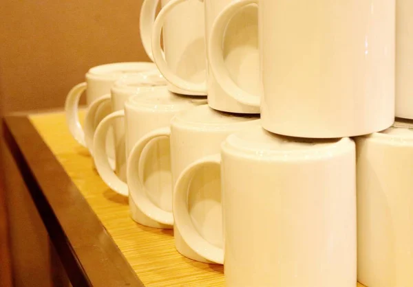 Stack of white mug — Stock Photo, Image