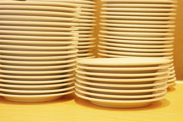 Stack of white dishes — Stock Photo, Image