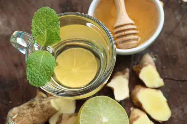 Ginger tea with honey lemon — Stock Photo, Image