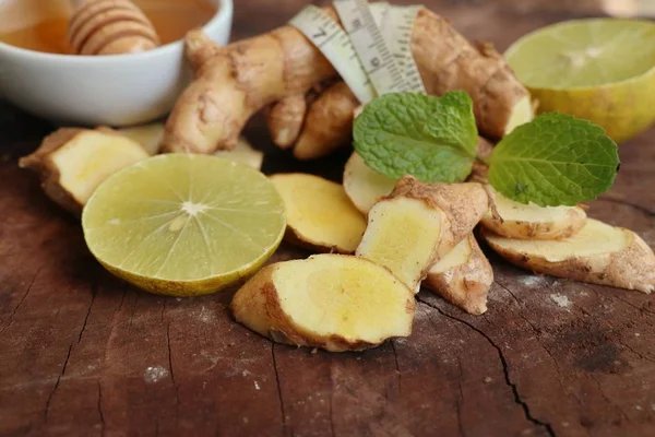 Ginger tea with honey lemon