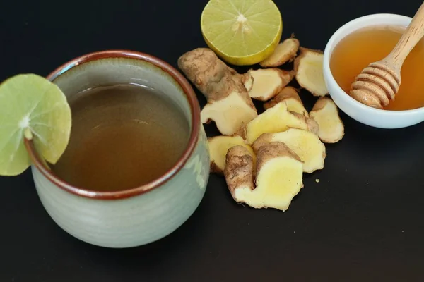 Ginger tea with honey lemon — Stock Photo, Image