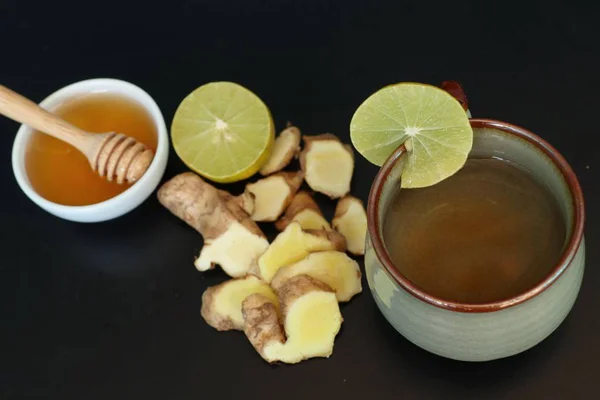 Ginger tea with honey lemon — Stock Photo, Image