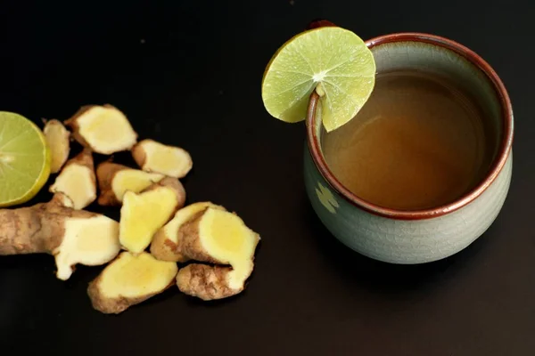 Ginger tea with honey lemon — Stock Photo, Image