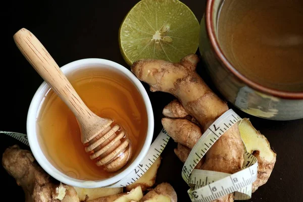 Ginger tea with honey lemon — Stock Photo, Image