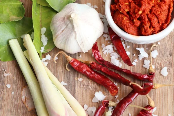 Chili curry och ingredienser — Stockfoto
