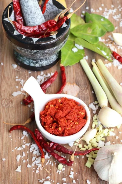 Chili curry och ingredienser — Stockfoto