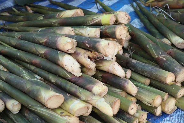 Střílet bambus na pouliční stánky s jídlem — Stock fotografie