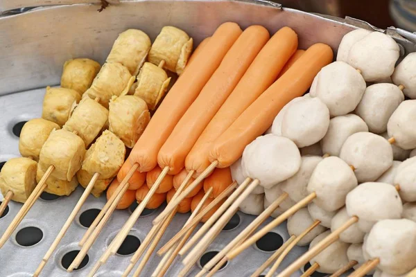 Steamed meatballs at street food — Stock Photo, Image