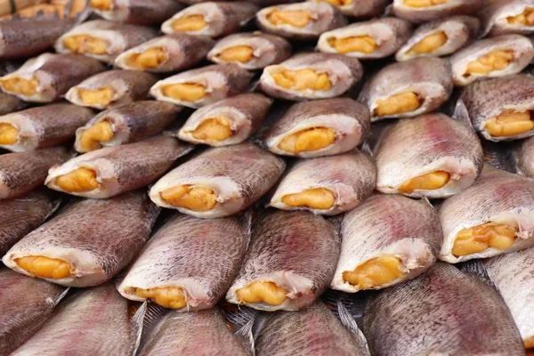Сушеная рыба на рынке — стоковое фото