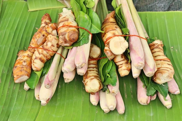 stock image Lemongrass and galangal at the market