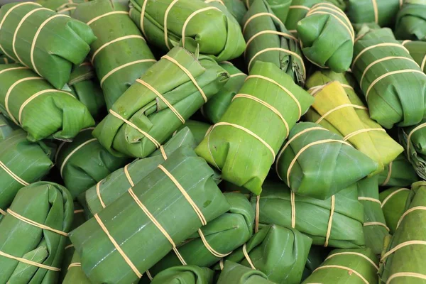 Pork wrapped in banana leaves Royalty Free Stock Photos