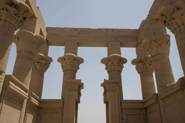 Trajans Kiosk Bredvid Philae Templet Vid Nilfloden Aswan Egypten Agilkiaön — Stockfoto