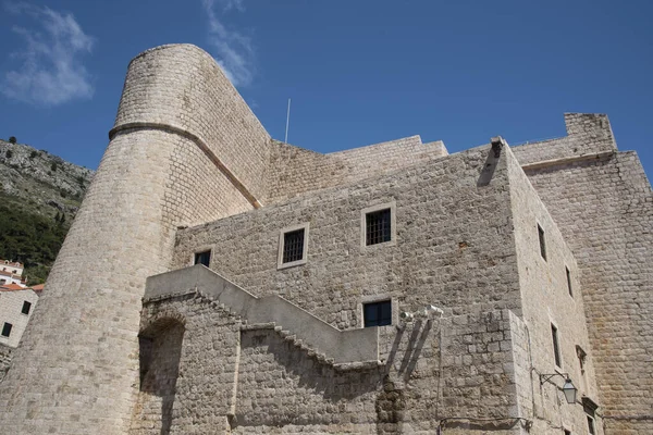 Parte Pared Escalones Piedra Dubrovnik Croacia Europa —  Fotos de Stock