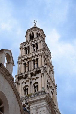 Dioclezano Kulesi 'nin Split' teki saray kilisesi, Dalmaçya kıyısındaki liman kenti, Adriyatik Denizi, Hırvatistan, Avrupa.