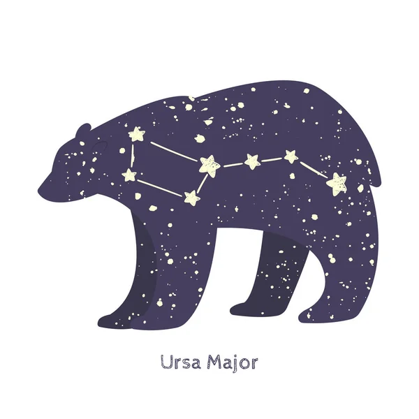 ウルサ少佐夜空に広がる大きなクマの星座. — ストックベクタ